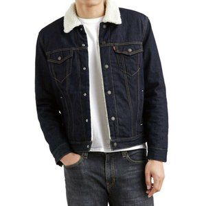 Levi’s Men’s Sherpa Denim Trucker Jacket in Juniper Rinse